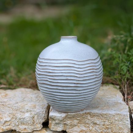 Vase boule lignes