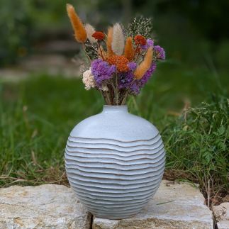 Vase boule lignes