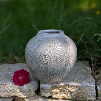 Grand vase boule bois