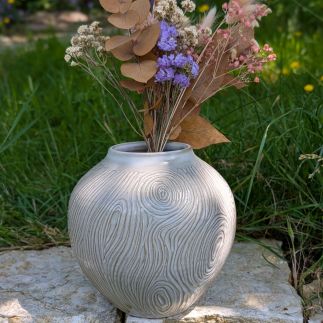 Grand vase boule bois